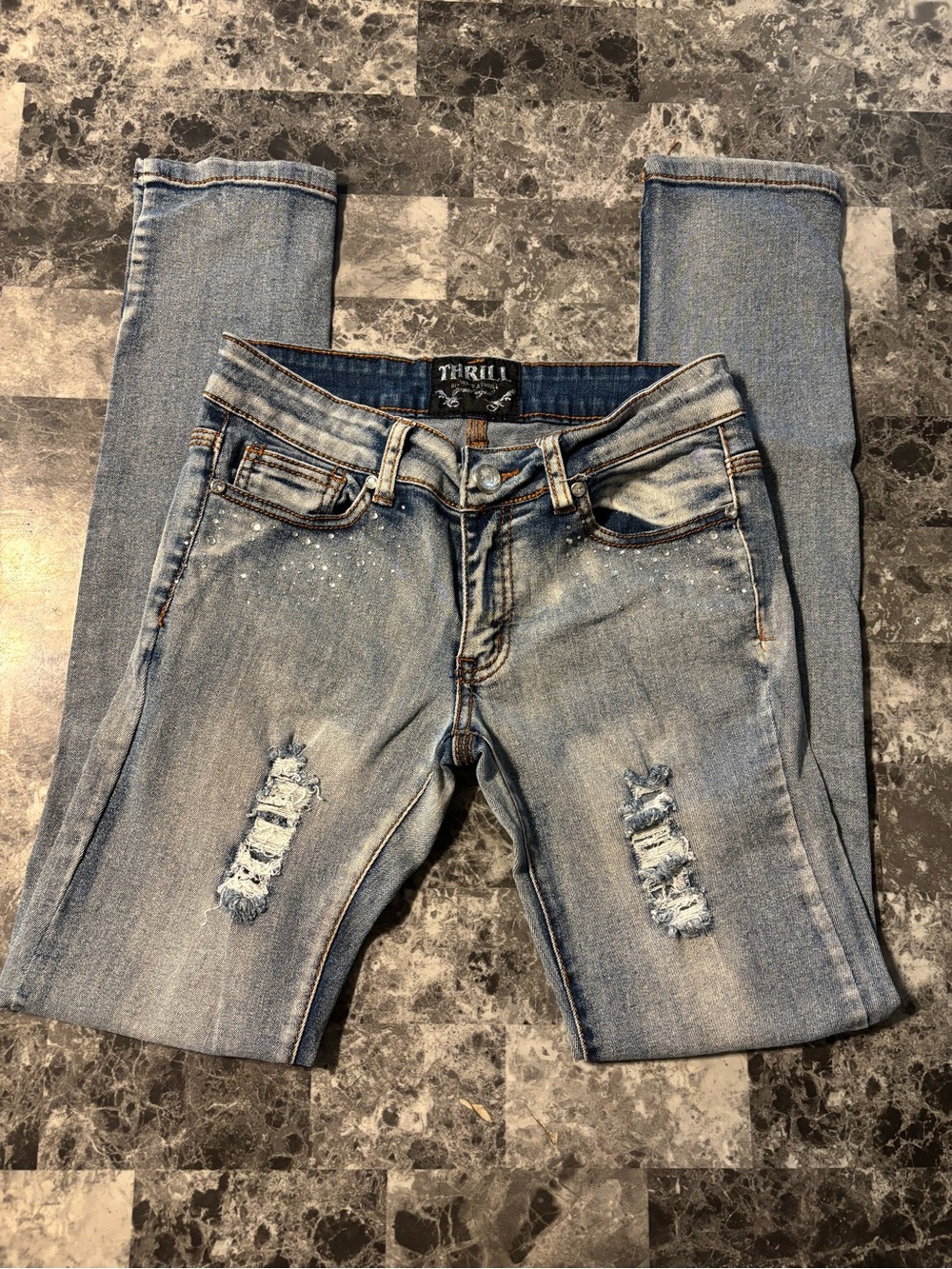 Thrill Women's Light Blue Distressed Skinny Jeans